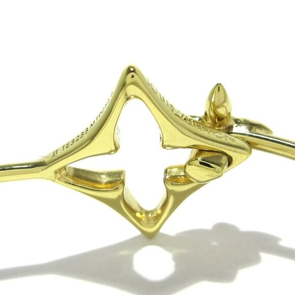 100% Authentic  LOUIS VUITTON Rigid Flower Gram Gold Bracelet - Picture 4 of 9